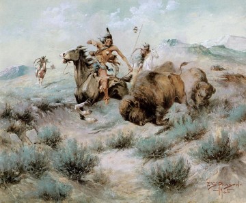 アメリカインディアン Painting - エドガー・サミュエル・パクソンxx バッファロー・ハント 西アメリカ